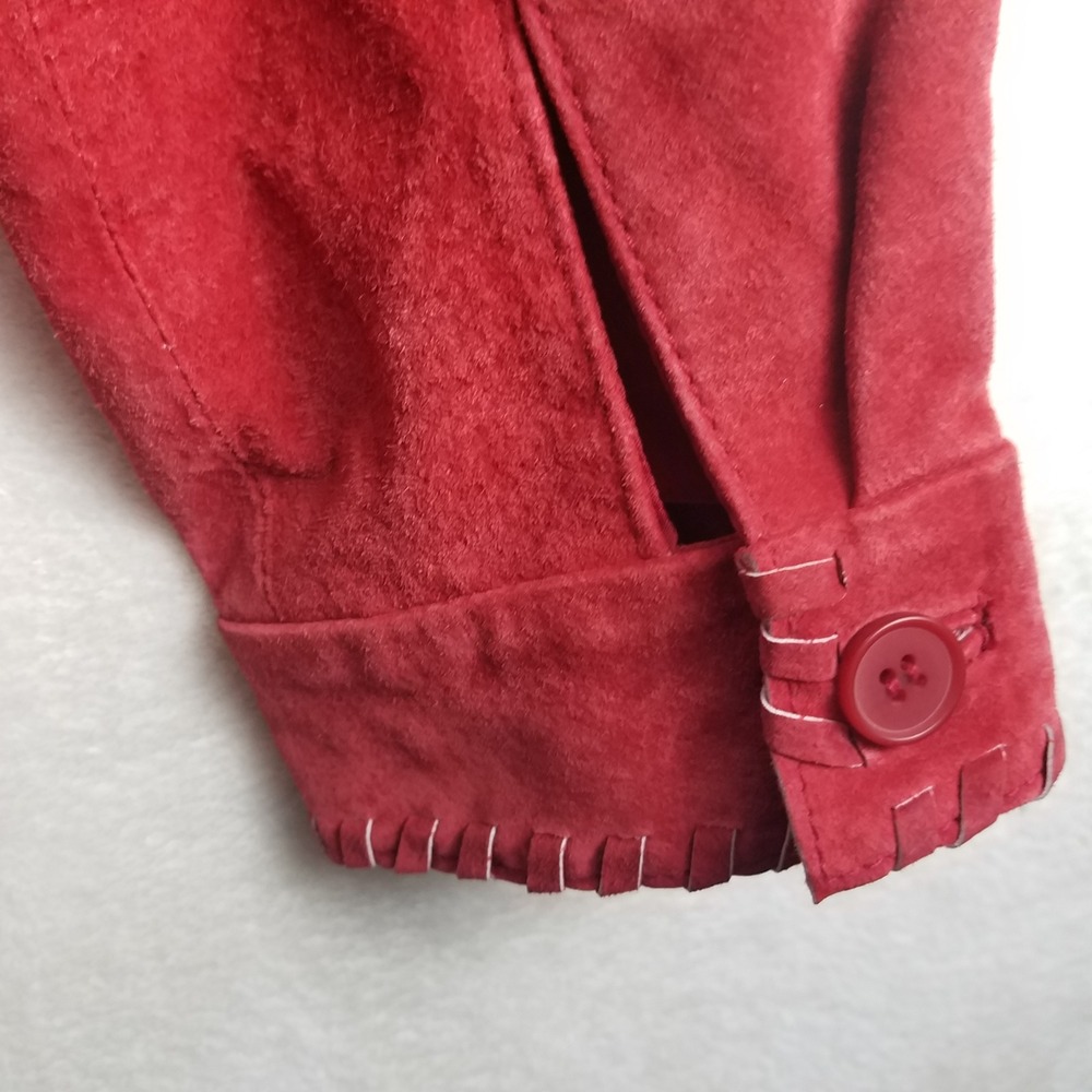 Brandon Thomas Red Suede Leather‎ Jacket Women PL Whipstitch Detail - Picture 10 of 10